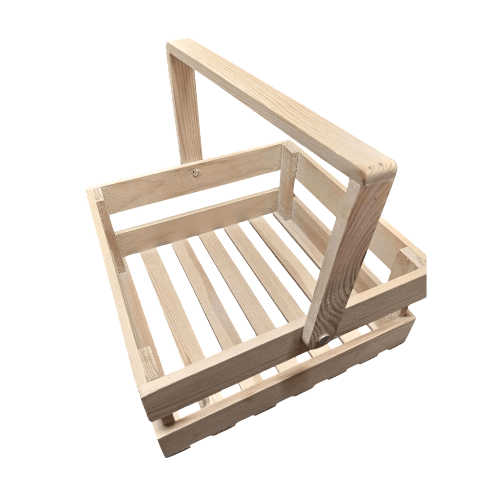 WOODEN FRUIT SQUARE BASKET HOLDER (NATURAL)